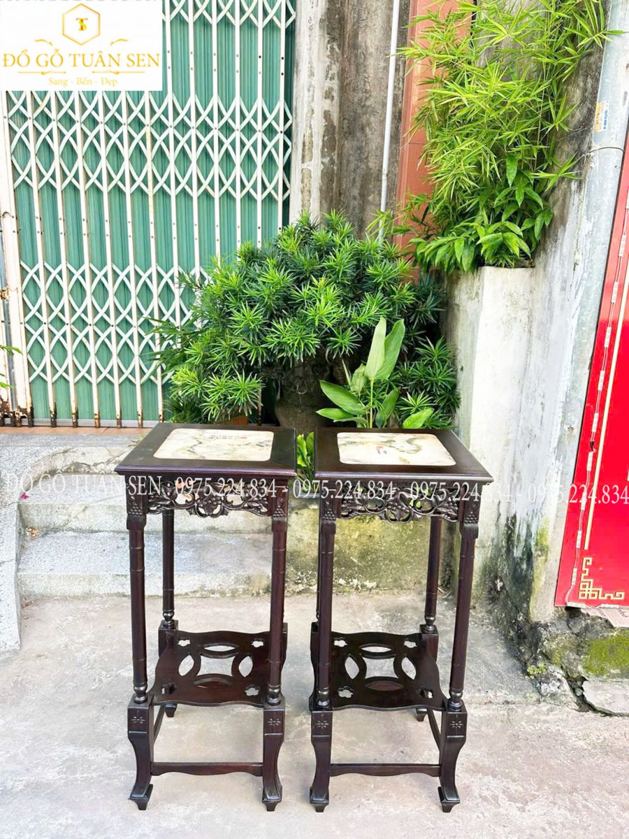 Hình ảnh đôn kệ vuông to cao đục nho 
